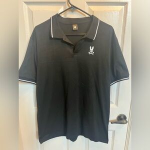 Psycho Bunny Men's Black Polo Shirt with White Trim